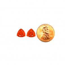 Fire Opal Trillion Shape 6mm Matching Pair Approximately 1.04 Carat