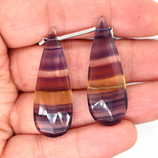 Fluorite Drops Almond Shape 39x14 mm Drilled Beads Matching Pair