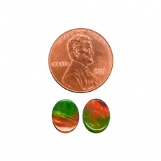 Fossilized Ammolite Cab Oval 10x8mm Matching Pair Approximately 3.60 Carat