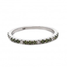Green Diamonds 0.22 Carat Stackable Ring Band in 14K White Gold with White Diamonds