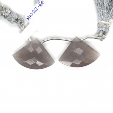 Grey Moonstone Drops Fan Shape 23x17mm Drilled Beads Matching Pair