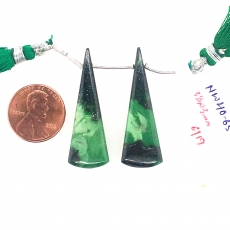 Grossular Garnet Drops Conical Shape 38x13mm Drilled Beads Matching Pair