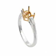Heart Shape 6mm Ring semi Mount in 14K Dual tone (White/Yellow) Gold with Diamond Accents