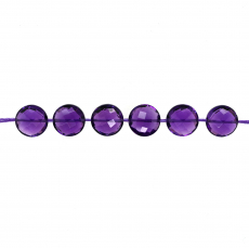 Hydro Amethyst Drops Coin Shape 8mm Drilled Beads 6 Pieces Line