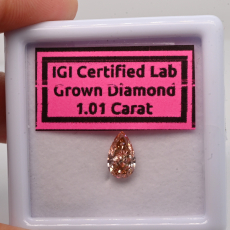 Lab Grown Pink Diamond Pear Shape 9.10x5.43x3.07mm Single Piece Approximately 1.01 Carat