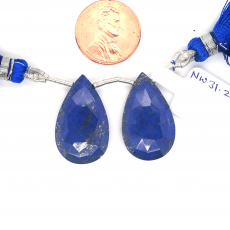 Lapis Drops Almond Shape 25x15mm Drilled Bead Matching Pair