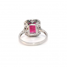 Madagascar Ruby Emerald Cut  3.98 Carat Ring in 14K White Gold with Accent Diamonds