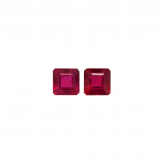 Madagascar Ruby Emerald Square 7mm Matching Pair Approximately 5.20 Carat