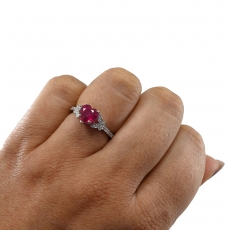Madagascar Ruby Heart Shape 1.81 Carat Ring In 14K White Gold With Accented Diamonds