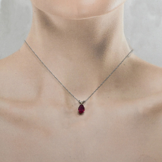 Madagascar Ruby Pear Shape 1.04 Carat Pendant in 14K White Gold[Chain not included]