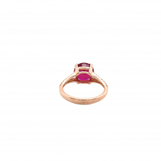 Madagascar Ruby Round 3.63 Carat Ring in 14K Rose Gold with Accent Diamonds