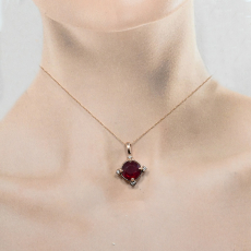 Madagascar Ruby Round 5.34 Carat Pendant in14K Rose Gold With Accent Diamonds