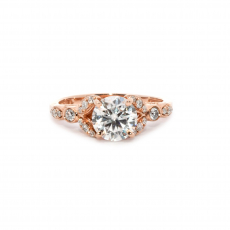 Moissanite Round 1.28 Carat Ring In Rose Gold With Accented Diamonds