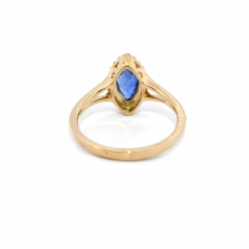 Nigerian Blue Sapphire Marquise Shape 1.13 Carat Ring In 14K Yellow Gold With Diamond Accents