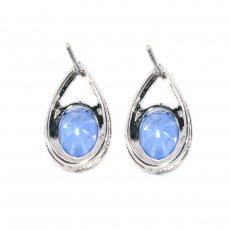 Nigerian Blue Sapphire Oval 5.60 Carat Stud Earrings In 14K White Gold Accented With Diamonds
