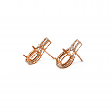 Oval 10x8mm Earring Semi Mount in 14K Rose Gold with Diamond Accents