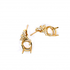 Oval 10x8mm Earring Semi Mount in 14K Yellow Gold with Diamond Accents