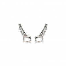 Oval 5x3.5mm Earring Semi Mount in 14K White Gold With Diamond Accents (ER3003)