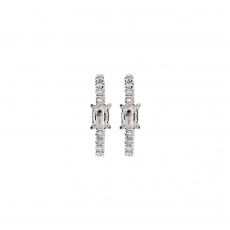 Oval 5x3mm Huggie Earring Semi Mount in 14K White Gold with Accent Diamonds (ER1816)