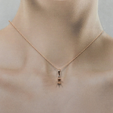 Oval 6x4mm Pendant Semi Mount in 14K Rose Gold With Diamond Accents (Chain Not Included)
