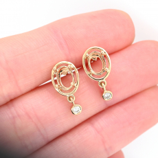Oval 7x5mm Earring Semi Mount in 14K Yellow Gold With Diamond Accents (ER0071)