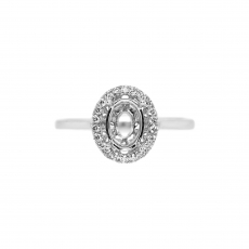 Oval 7x5mm Ring Semi Mount in 14K White Gold with Accent Diamonds (RG1134) Part of Matching Set