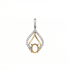 Oval 8x6mm Pendant Semi Mount in 14K Gold With White Diamonds (PD0064)