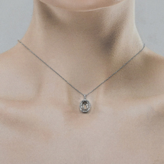 Oval 8x6mm Pendant Semi Mount in 14K White Gold With Diamond Accents (Chain Not Included)