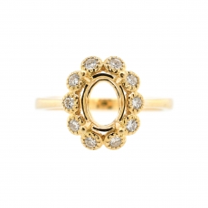 Oval 8x6mm Ring Semi Mount in 14K Yellow Gold with White Diamonds (RG0889)