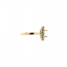 Oval 9x7mm Ring Semi Mount in 14K Yellow Gold with Emerald Accents