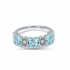 Paraiba Tourmaline 0.88 Carat Ring In 14K White Gold Accented With Diamonds