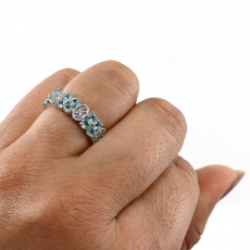 Paraiba Tourmaline 0.88 Carat Ring In 14K White Gold Accented With Diamonds