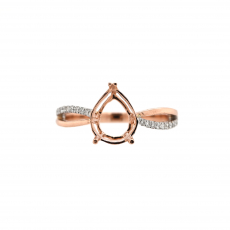 Pear Shape 10x7mm Ring Semi Mount in 14K  Dual Tone (White/Rose) Gold with White Diamond (RG3838)