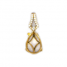 Pear Shape 13.5x9mm Pendant Semi Mount in 14K Yellow Gold with Diamond Accents