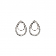 Pear Shape 7x5mm Earring Semi Mount in 14K White Gold with Accent Diamonds (ER1851)
