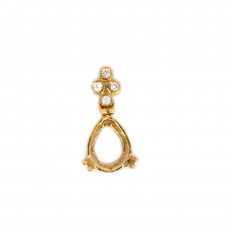 Pear Shape 8x6mm Pendant Semi Mount in 14K Yellow Gold with Diamond Accents