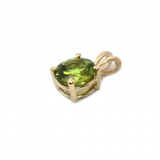 Peridot Round 1.80 Carat Pendant in 14k Yellow Gold (Chain not Included)