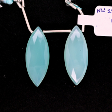 Peruvian Chalcedony Drops Marquise Shape 30x12mm Drilled Bead Matching Pair