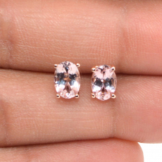 Pink Morganite Oval Shape 1.20 Carat Stud Earring In 14K Rose Gold