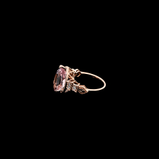 Pink Morganite Pear Shape 5.47 Carat Ring with Accent Diamonds in 14K Rose Gold
