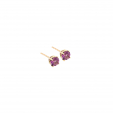 Pink Sapphire Round 0.95 Carat Stud Earrings in 14K Yellow Gold