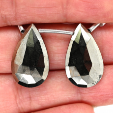 Pyrite Drops Almond Shape 22x13mm Drilled Bead Matching Pair