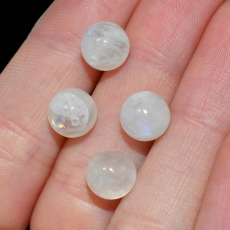 Rainbow Moonstone Drops Round 8mm Drilled Top to Bottom Beads 4 Pieces