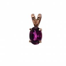 Raspberry Garnet Oval 1 Carat Pendant In 14K Rose Gold ( Chain Not Included )