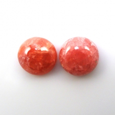 Rhodochrosite Cabs Round 11mm Matched Pair Approximately 11 Carat