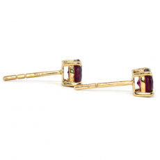 Rhodolite Garnet  Round 1.18 Carat Stud Earring In 14K Yellow Gold