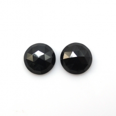 Rose Cut Black Spinel Round 10mm Matching Pair Approximately 6 Carat