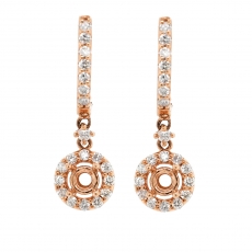 Round 4.1mm Earring Semi Mount in 14K Rose Gold with White Diamonds