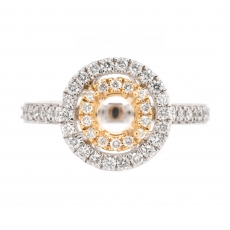 Round 4.5mm Semi Mount In 14K Dual-Tone Gold With White Diamonds Double Halo Ring