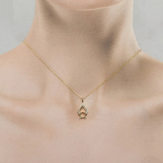 Round 5.5mm Pendant Semi Mount In 14K Yellow Gold With Diamond Accents (Chain Not Included)